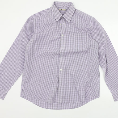 TU Mens Pink Check   Button-Up Size 16.5