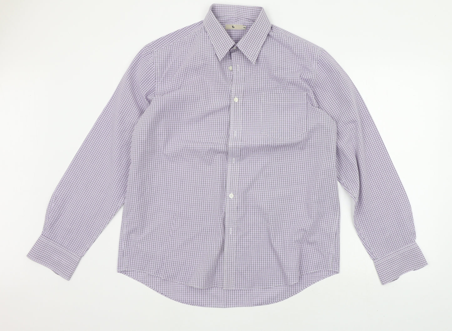 TU Mens Pink Check   Button-Up Size 16.5