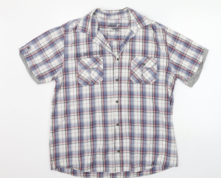 Urban Sprirt Mens Blue Check Button-Up Size XL