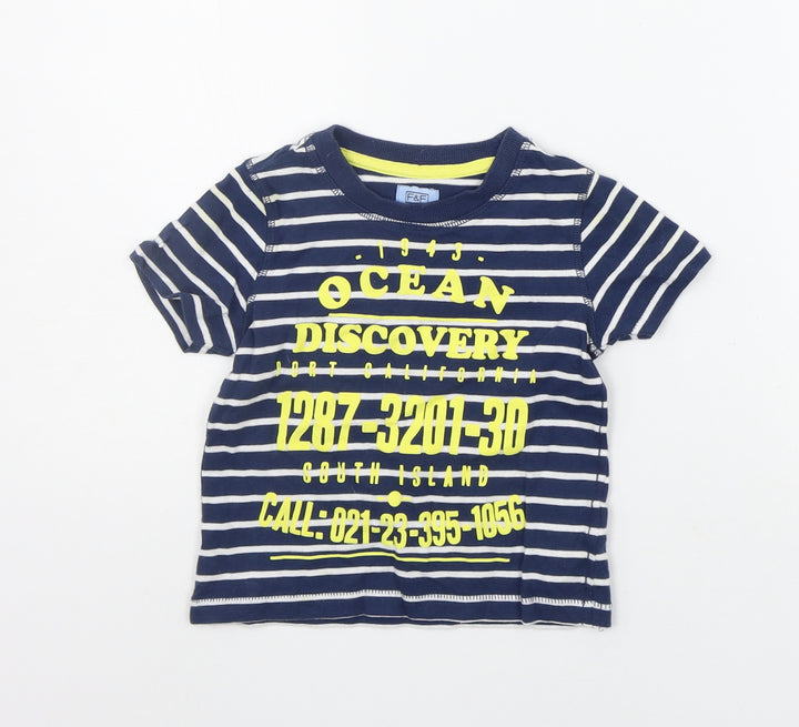 F&F Baby Blue Striped  Basic T-Shirt Size 12-18 Months