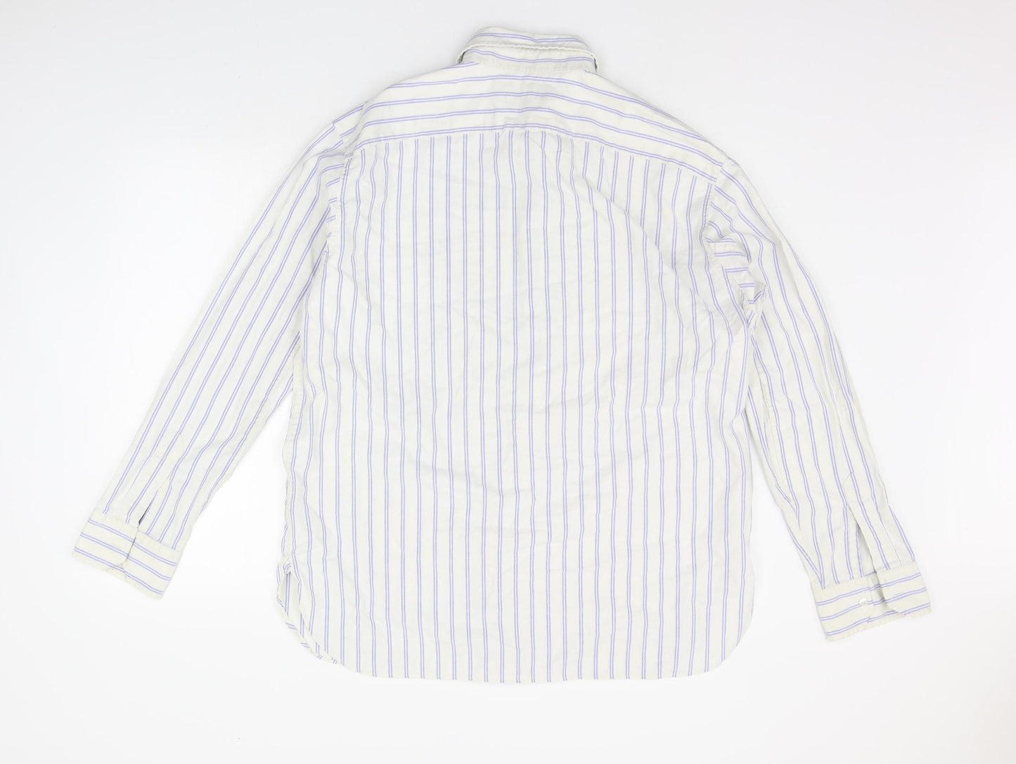 Polo Ralph Lauren Mens White Striped   Button-Up Size L