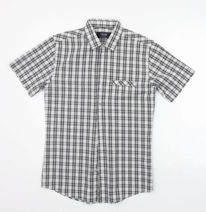 Topman Mens Grey Check Button-Up Size S