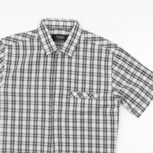 Topman Mens Grey Check   Button-Up Size S