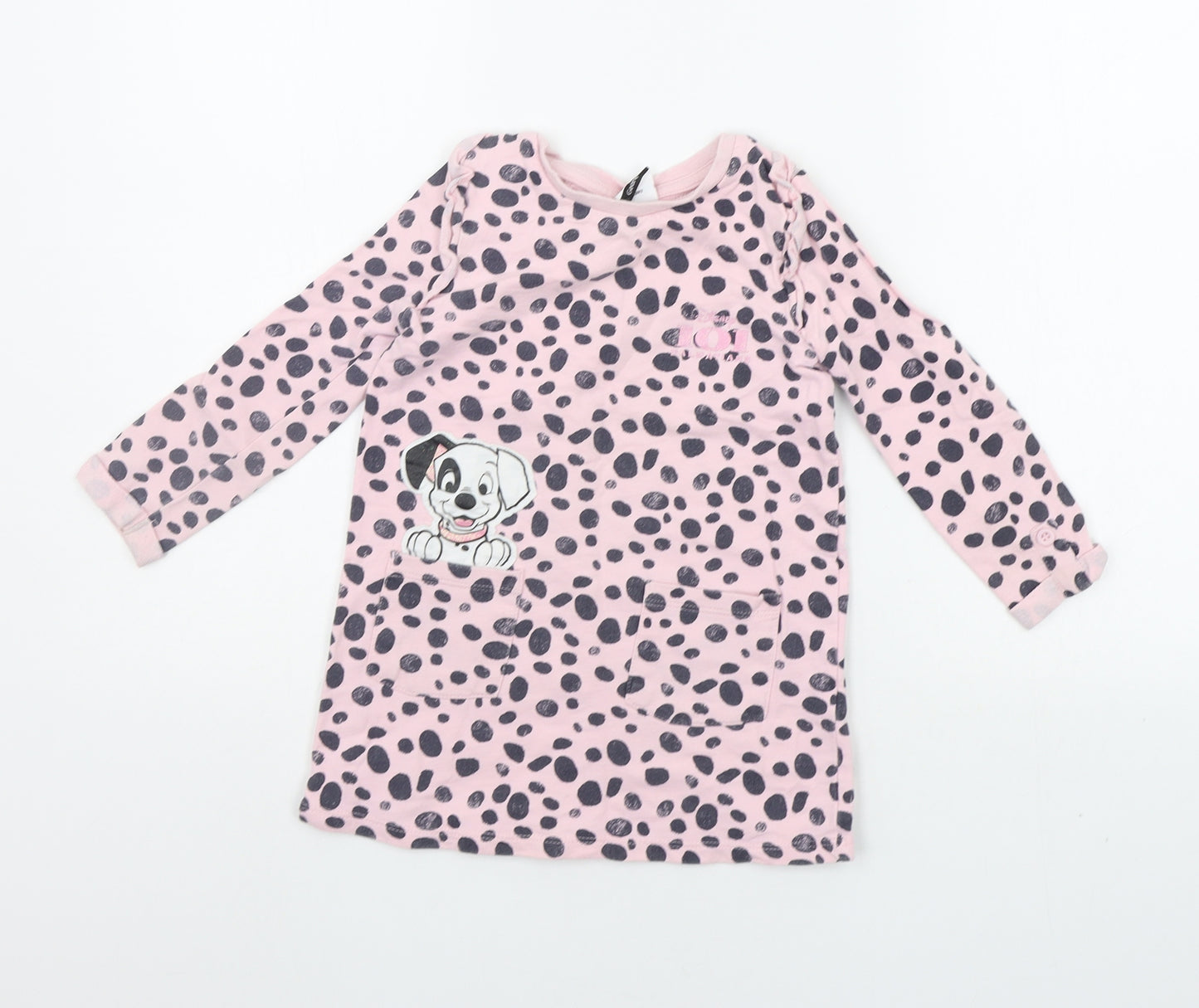 George Girls Pink Polka Dot  Basic T-Shirt Size 2-3 Years