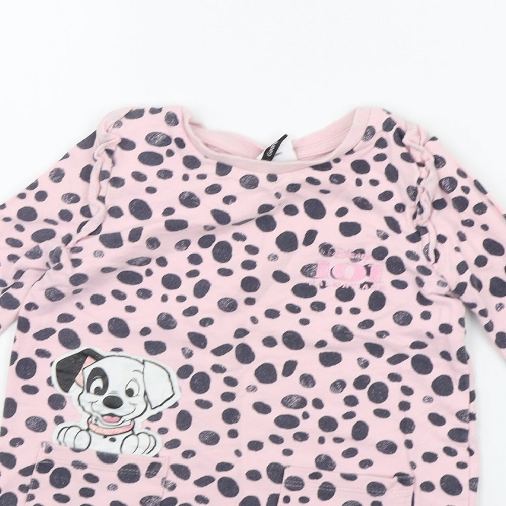 George Girls Pink Polka Dot  Basic T-Shirt Size 2-3 Years