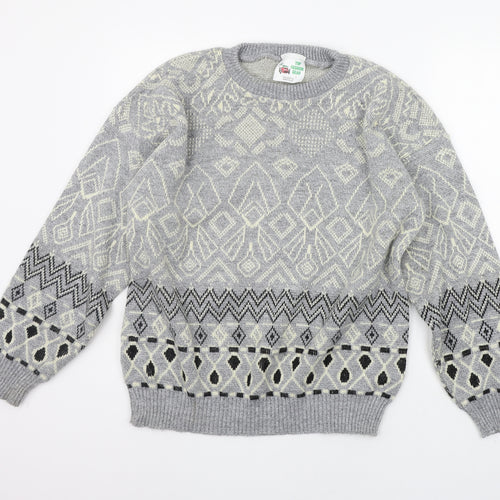 Top Fashion gear Womens Grey Geometric  Pullover Jumper Size L