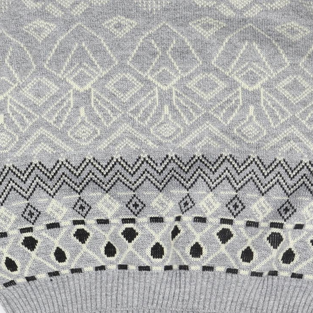 Top Fashion gear Womens Grey Geometric  Pullover Jumper Size L
