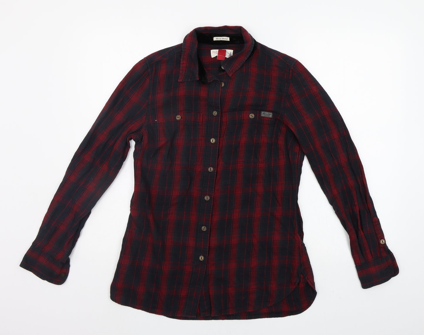 FALMER Womens Red Check  Basic Button-Up Size 10