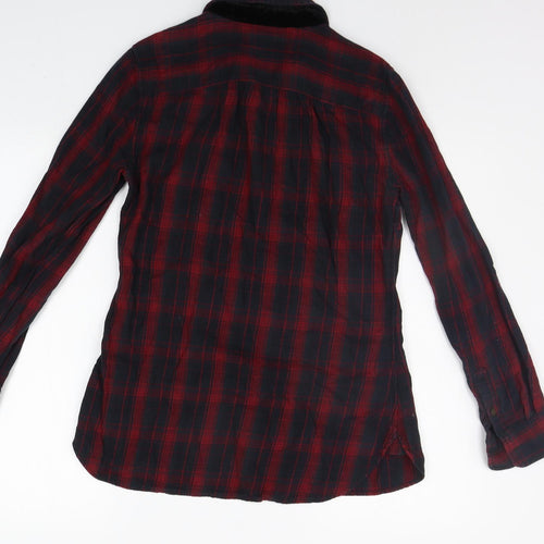 FALMER Womens Red Check  Basic Button-Up Size 10