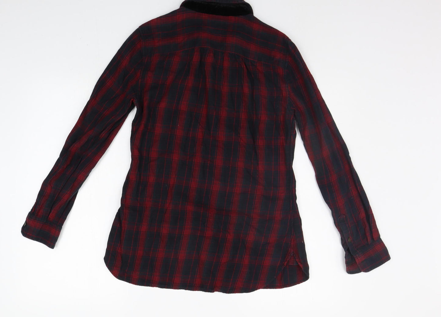 FALMER Womens Red Check  Basic Button-Up Size 10
