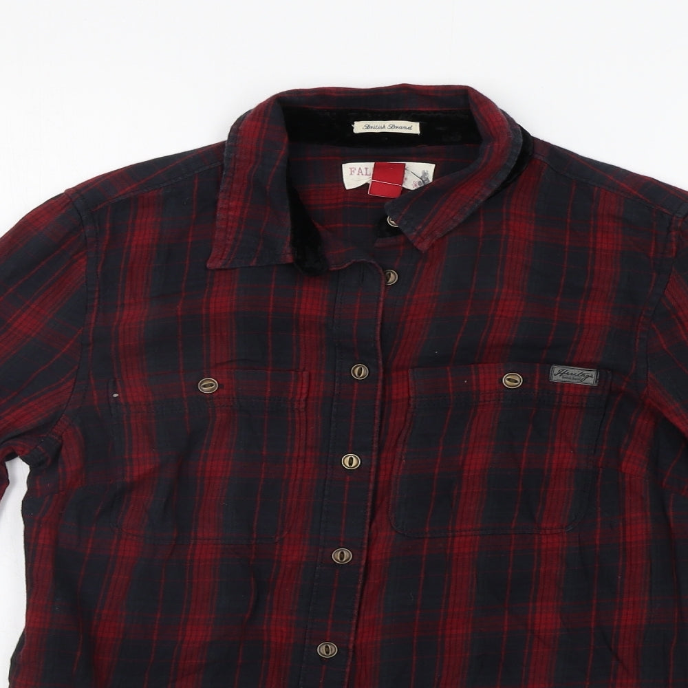 FALMER Womens Red Check  Basic Button-Up Size 10