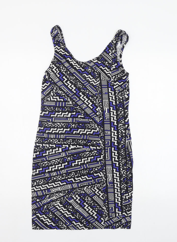 New Look Womens Purple Geometric A-Line Size 12