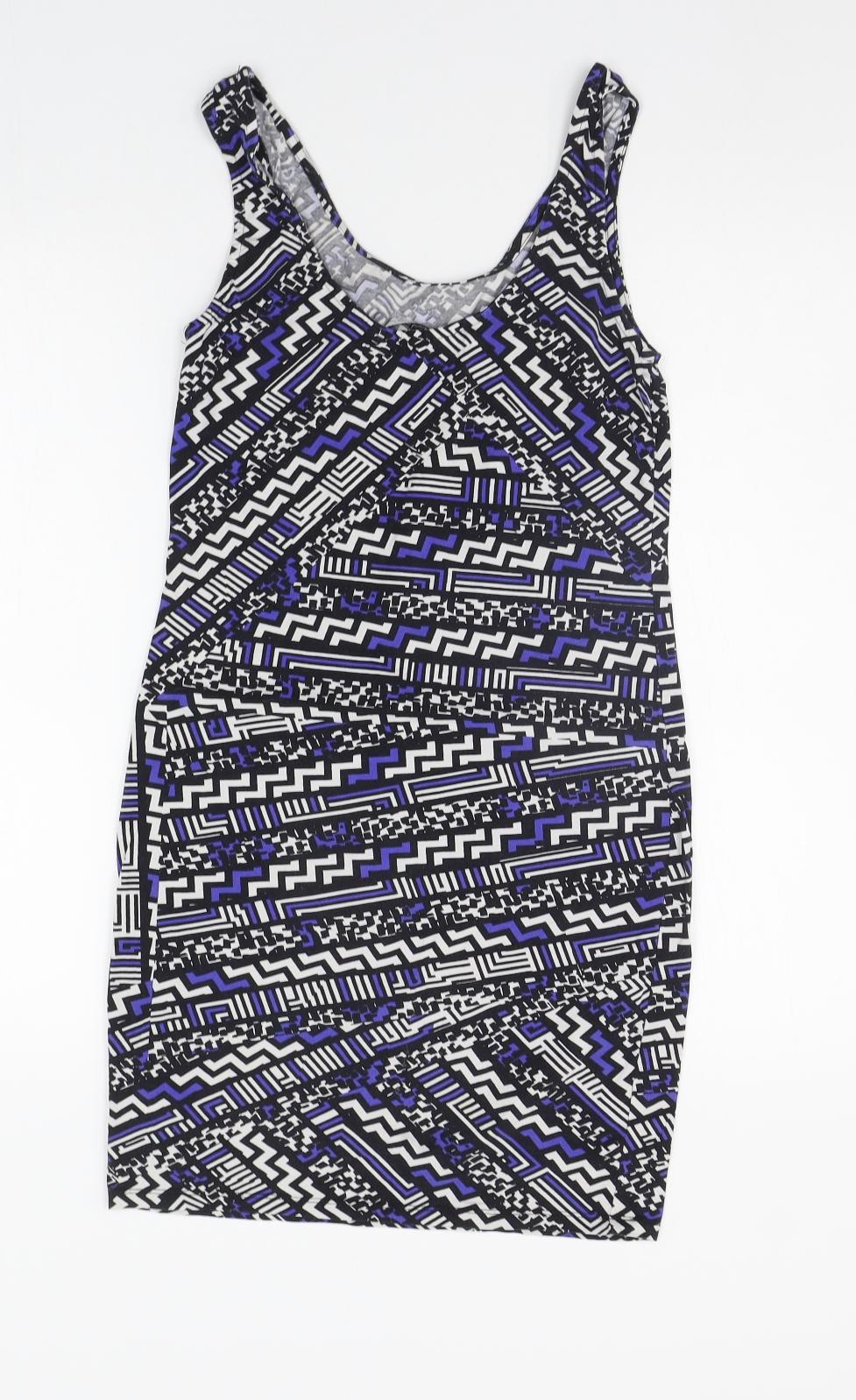 New Look Womens Purple Geometric  A-Line  Size 12
