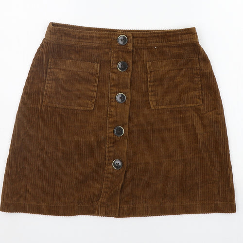 deniem co Womens Brown Houndstooth  A-Line Skirt Size 8