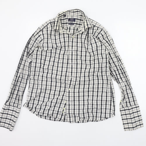 william hyde Mens Grey Check   Button-Up Size 15.5