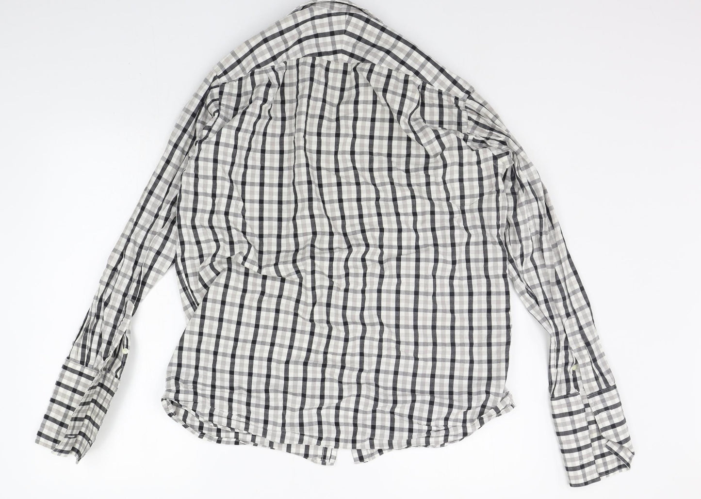william hyde Mens Grey Check   Button-Up Size 15.5
