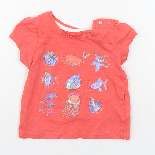 Mother Care Baby Orange   Basic T-Shirt Size 6-9 Months