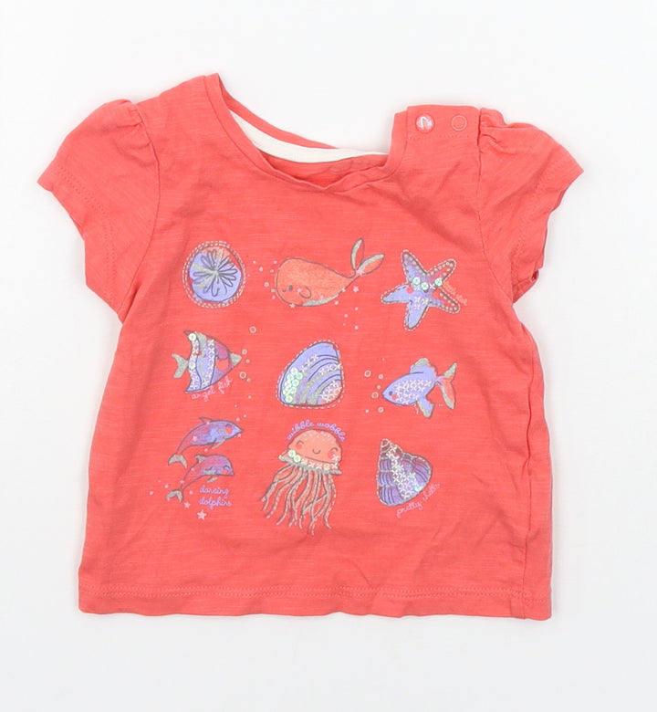 Mother Care Baby Orange   Basic T-Shirt Size 6-9 Months