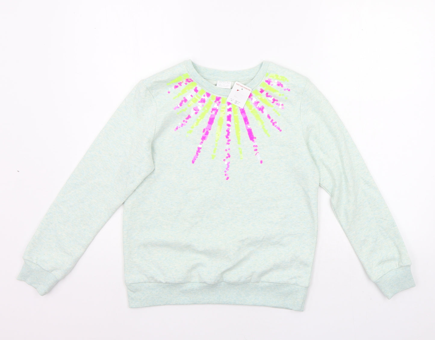 F&F Girls Green   Pullover Jumper Size 10-11 Years