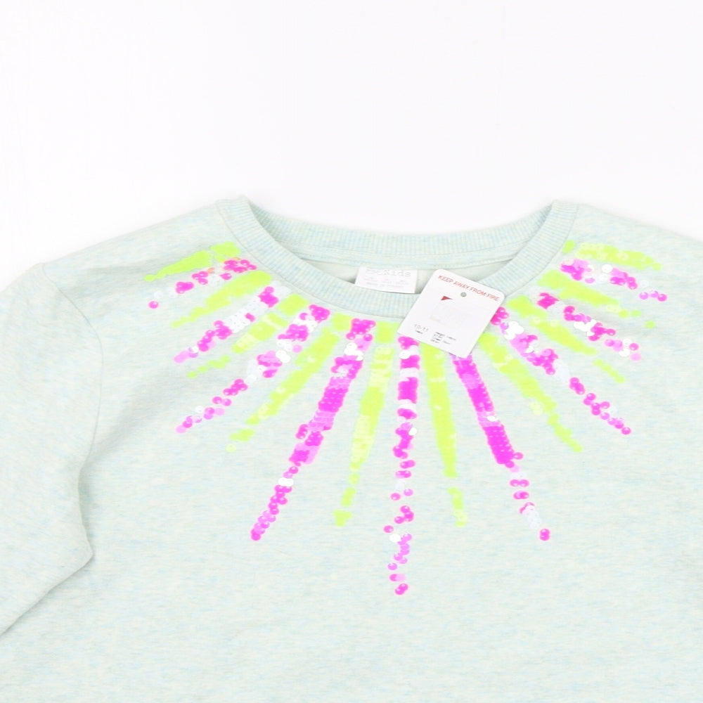 F&F Girls Green   Pullover Jumper Size 10-11 Years