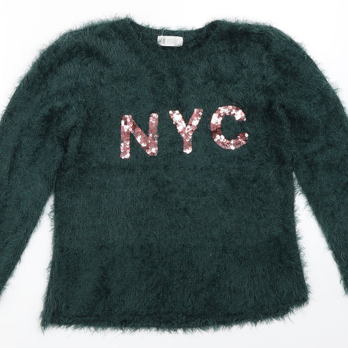 H&M Girls Green   Pullover Jumper Size 9-10 Years
