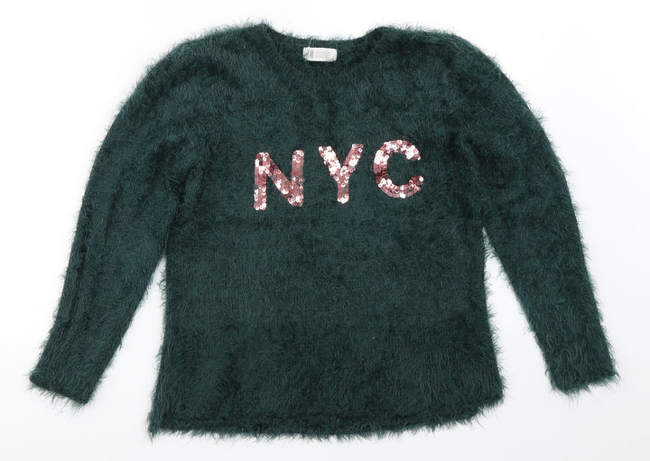 H&M Girls Green   Pullover Jumper Size 9-10 Years
