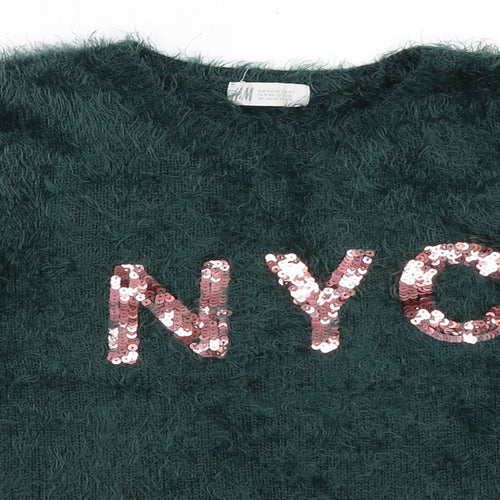 H&M Girls Green   Pullover Jumper Size 9-10 Years