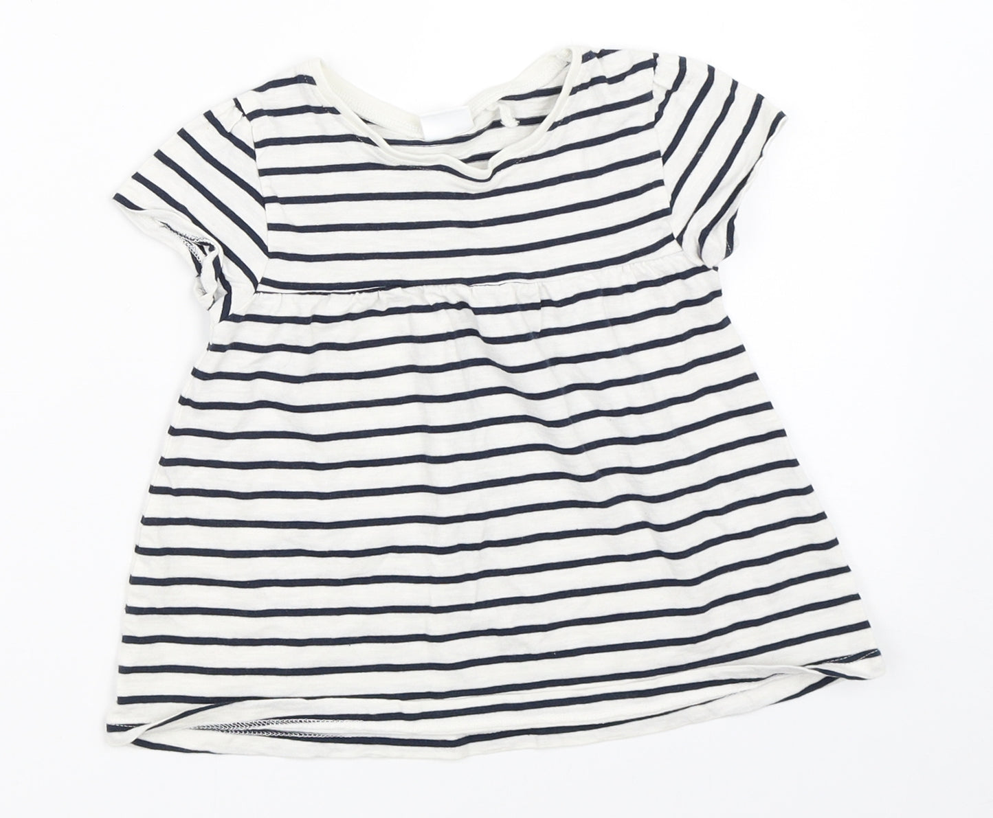 NEXT Girls White Striped  Basic T-Shirt Size 2-3 Years