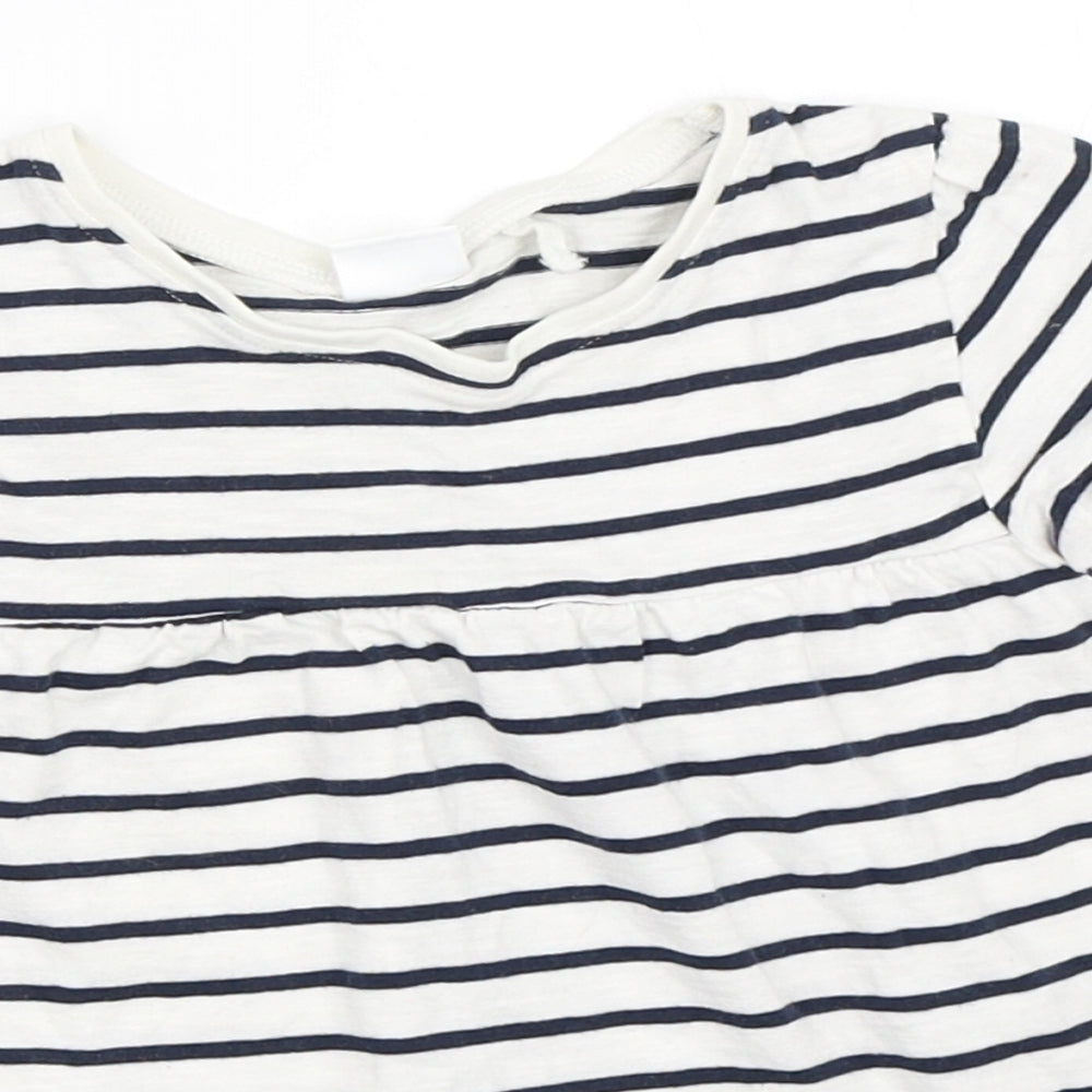 NEXT Girls White Striped  Basic T-Shirt Size 2-3 Years
