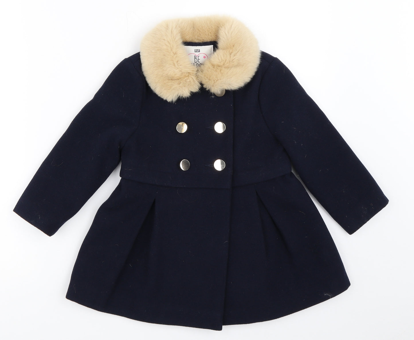 F&F Girls Blue   Overcoat Coat Size 2-3 Years
