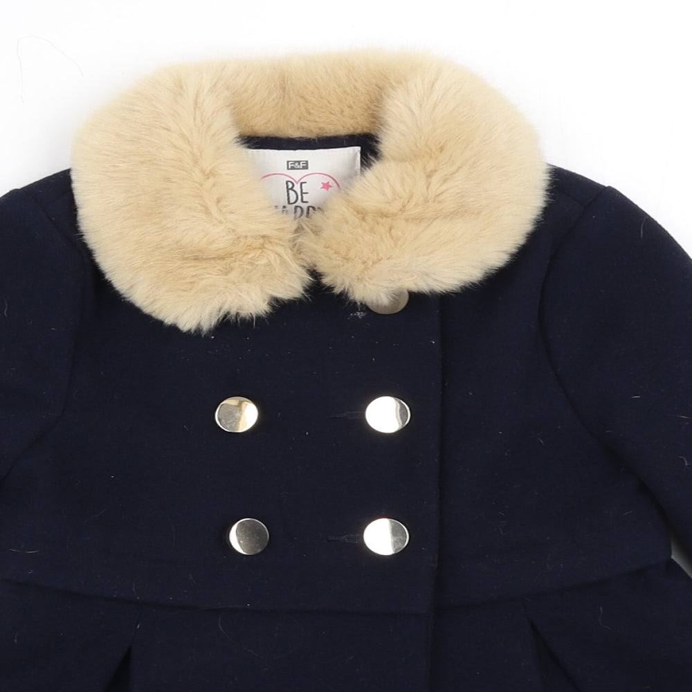 F&F Girls Blue   Overcoat Coat Size 2-3 Years