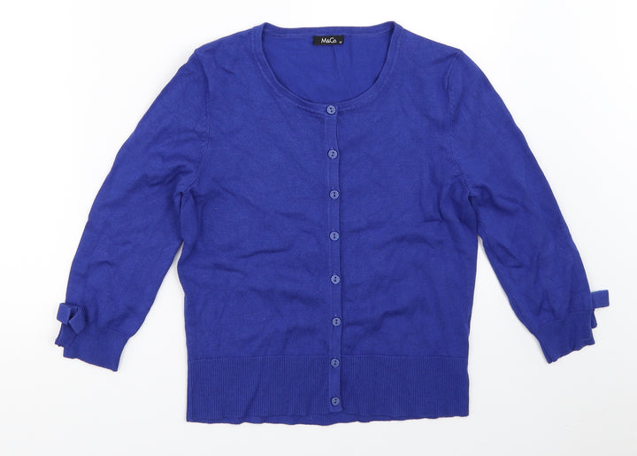 M&Co Womens Blue Cardigan Jumper Size XS