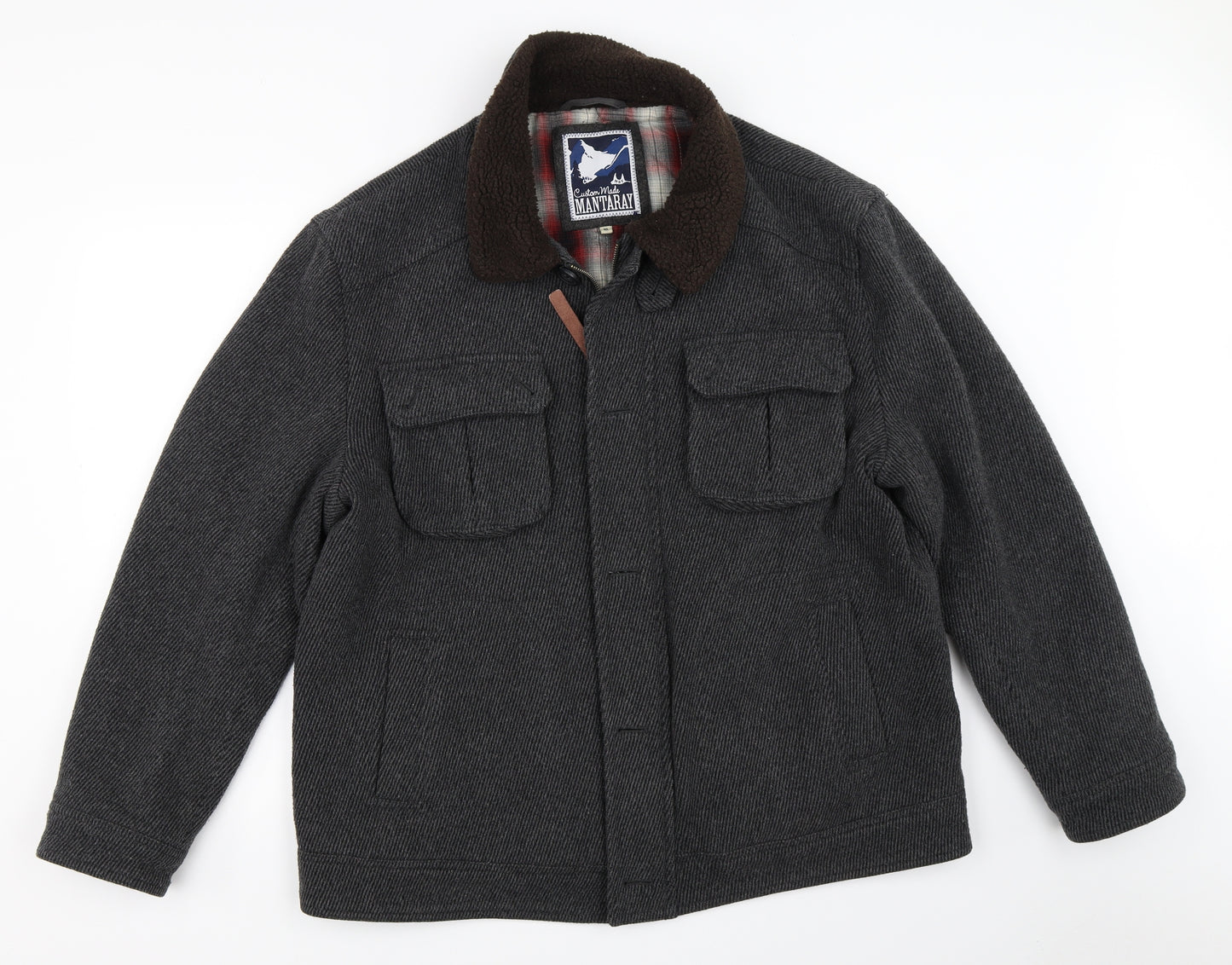 Mantaray Mens Grey   Overcoat Coat Size XL