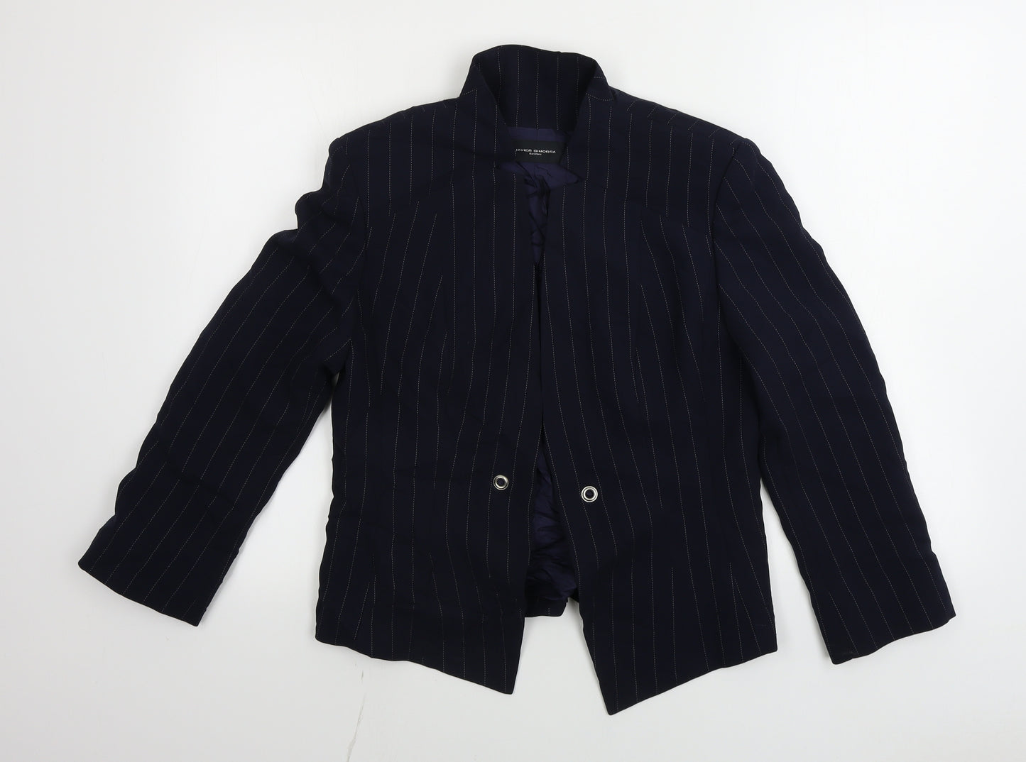 Javier Simorra  Womens Blue Striped  Jacket Blazer Size 10