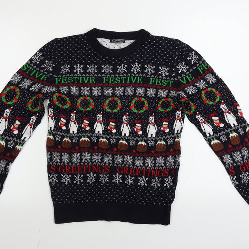 SheIn Mens Blue   Pullover Jumper Size S  - Christmas Jumper