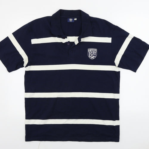 West Bromwich Albion  Mens Blue Striped   Polo Size L
