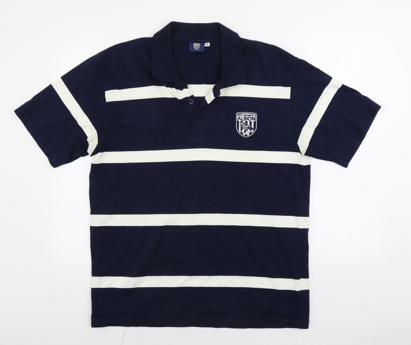 West Bromwich Albion  Mens Blue Striped   Polo Size L