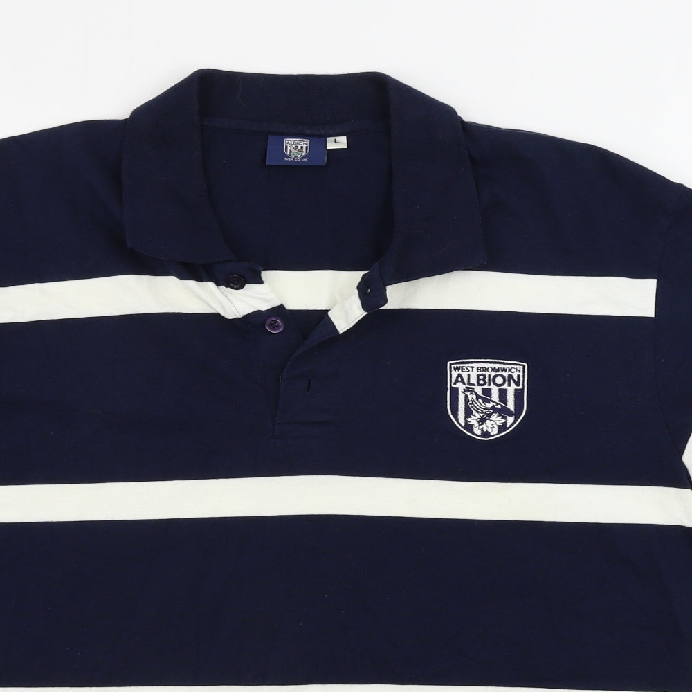West Bromwich Albion  Mens Blue Striped   Polo Size L