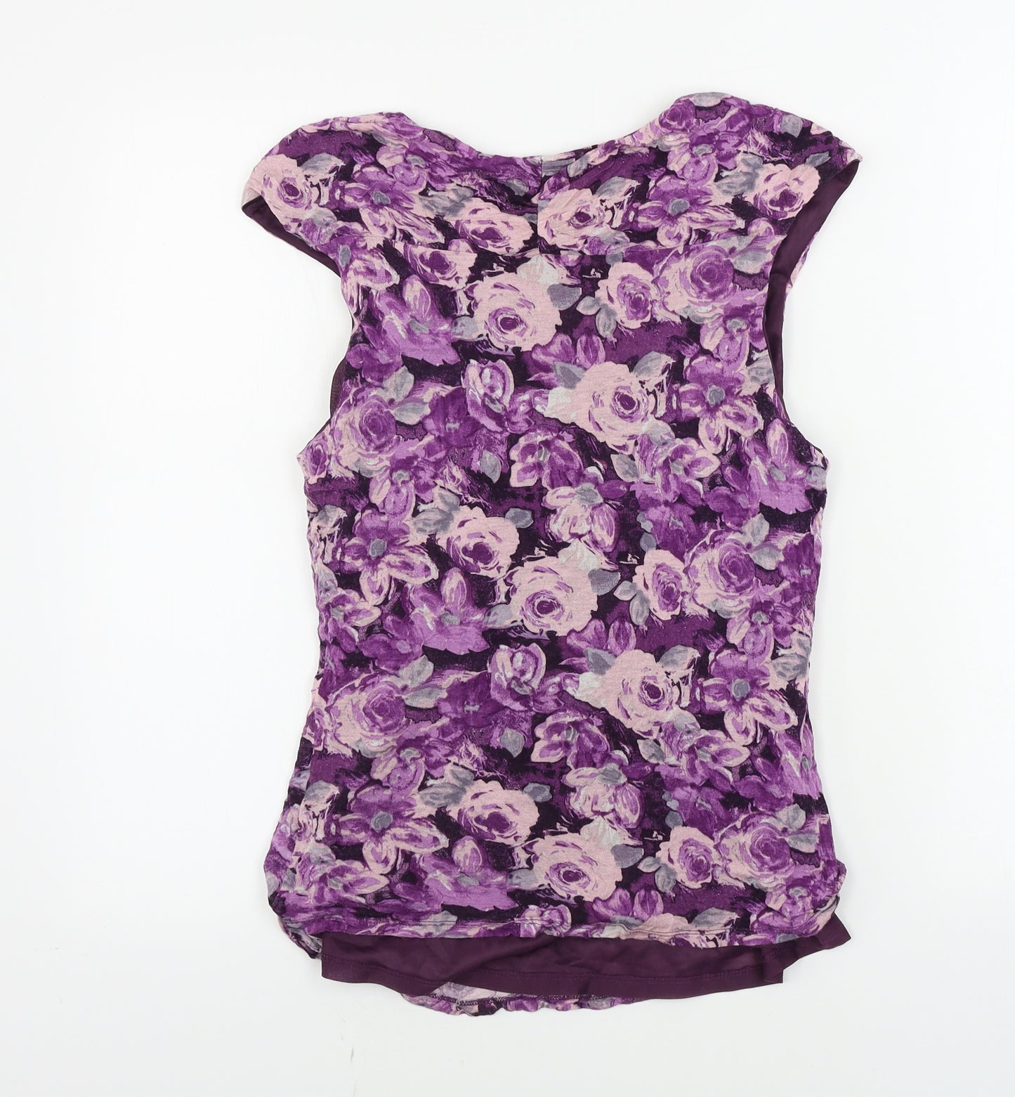 Laura Ashley  Womens Purple Floral  Basic T-Shirt Size 14