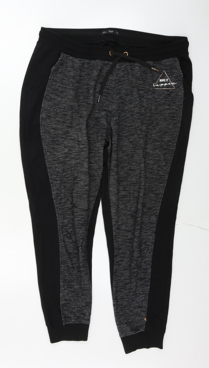 F&F Womens Black Trousers Size 16 L23 in