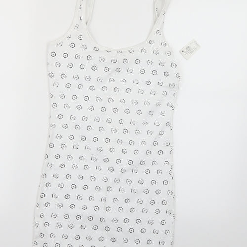 Atmosphere Womens White Geometric  Basic T-Shirt Size 6