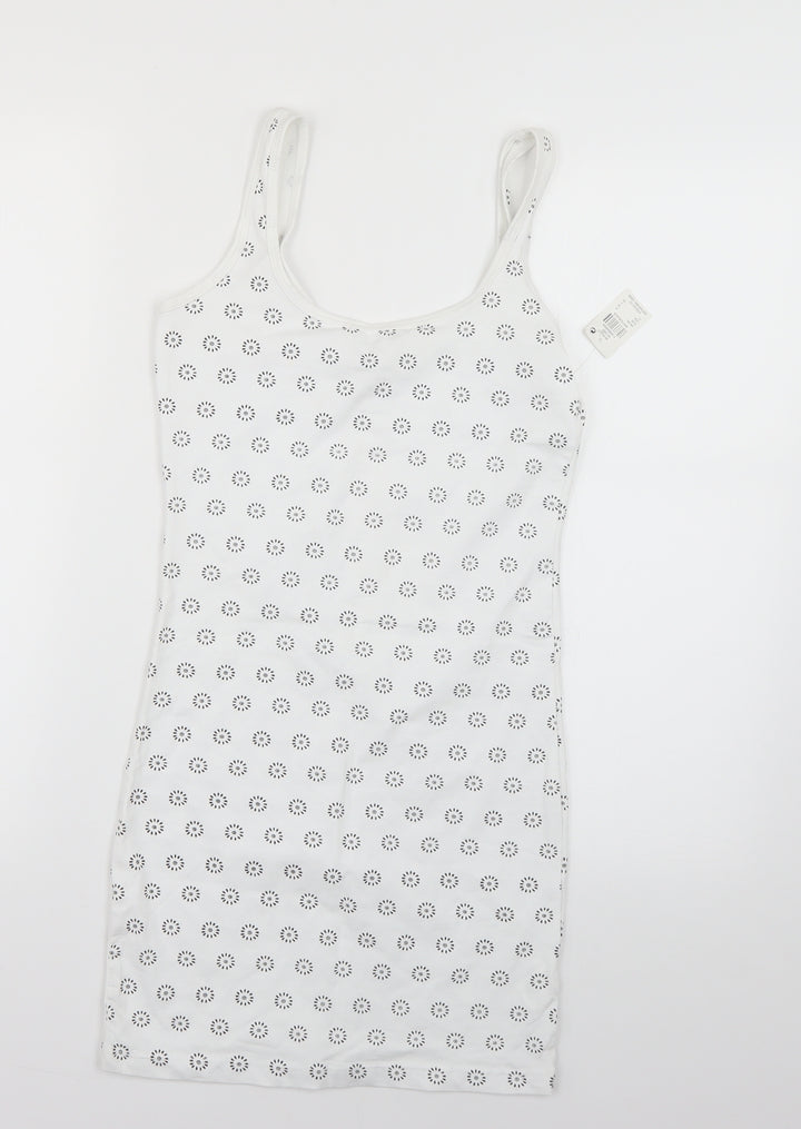 Atmosphere Womens White Geometric  Basic T-Shirt Size 6