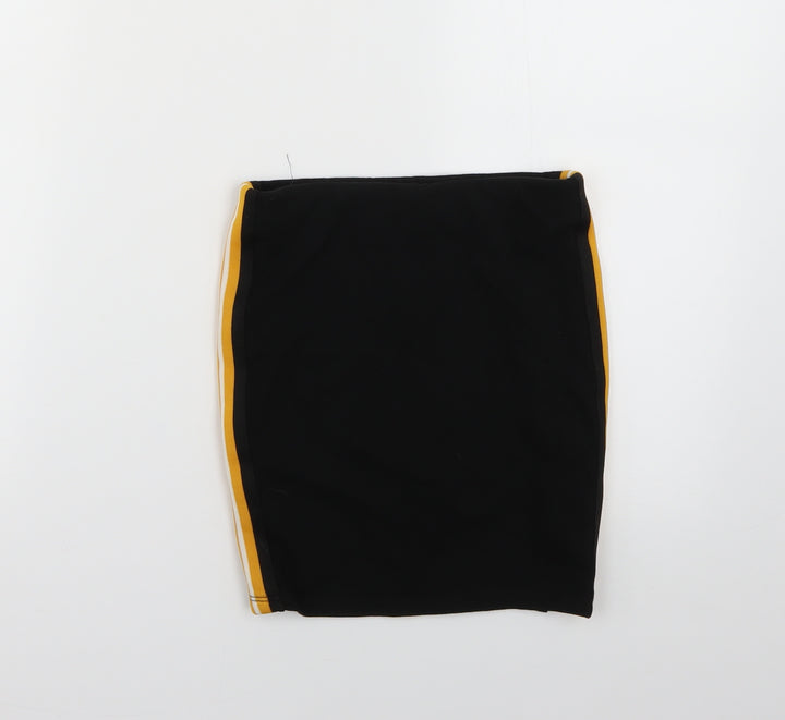 New Look Girls Black Striped Mini Skirt Size 9 Years