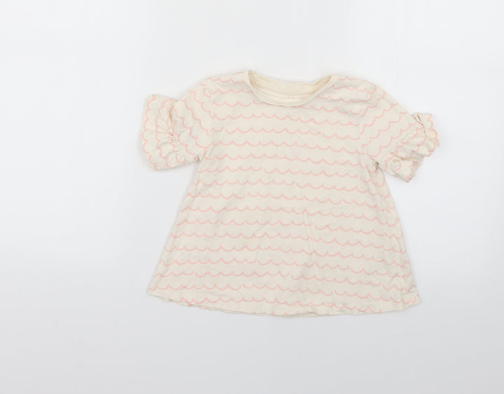 George Girls White Geometric  Basic T-Shirt Size 3-4 Years