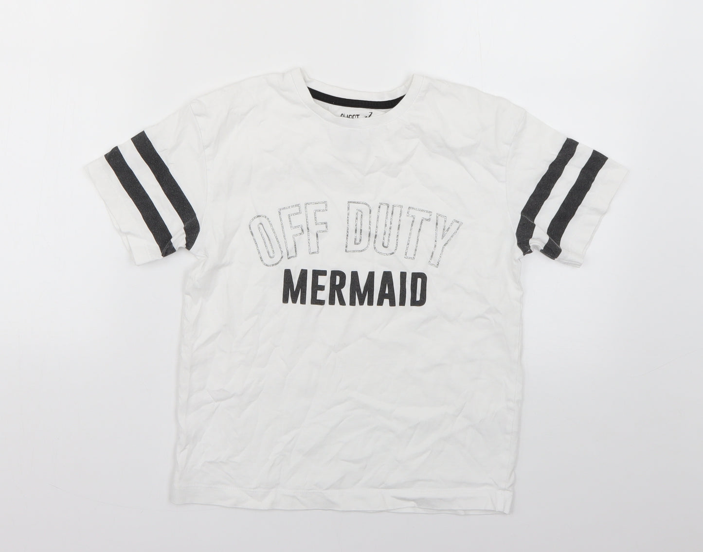 Matalan Girls White Geometric  Basic T-Shirt Size 10 Years