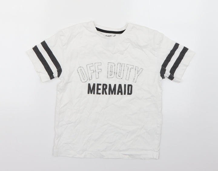Matalan Girls White Geometric  Basic T-Shirt Size 10 Years