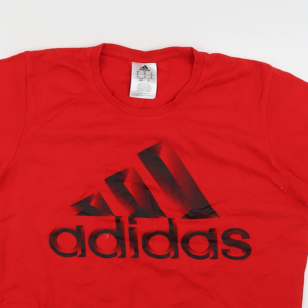 adidas Mens Red Geometric   T-Shirt Size M