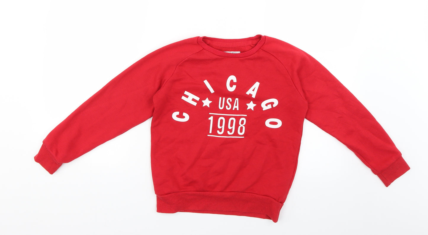 Primark Boys Red Geometric  Pullover Jumper Size 9-10 Years