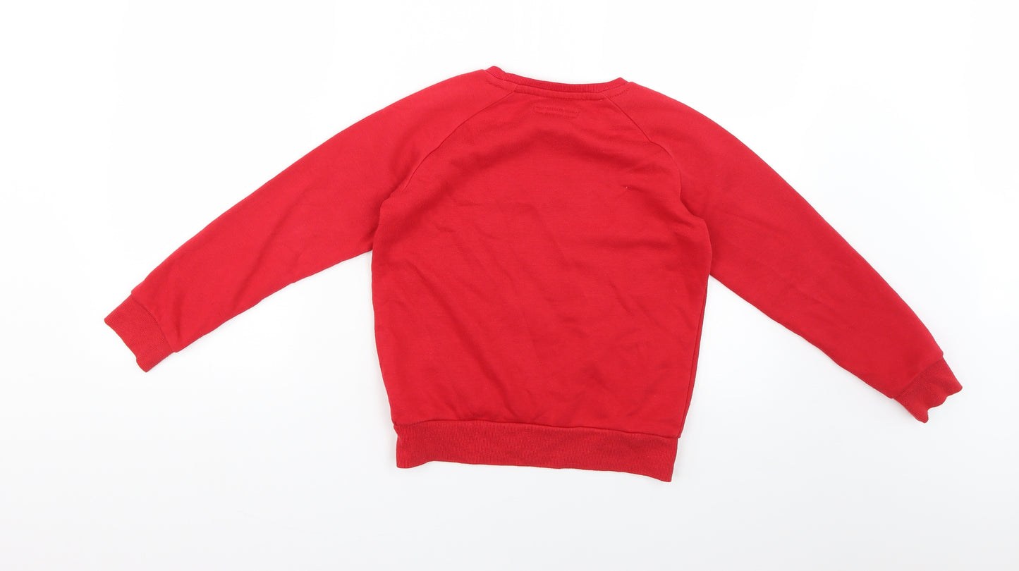 Primark Boys Red Geometric  Pullover Jumper Size 9-10 Years