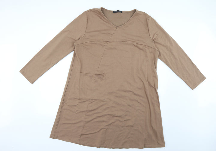 Zanzea Womens Beige Jumper Dress Size 2XL